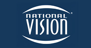 National Vision logo on a blue background.